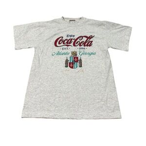 VTG 90s Coca Cola Graphic Shirt Mens Medium Atlanta Georgia Retro READ